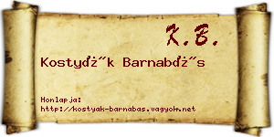 Kostyák Barnabás névjegykártya